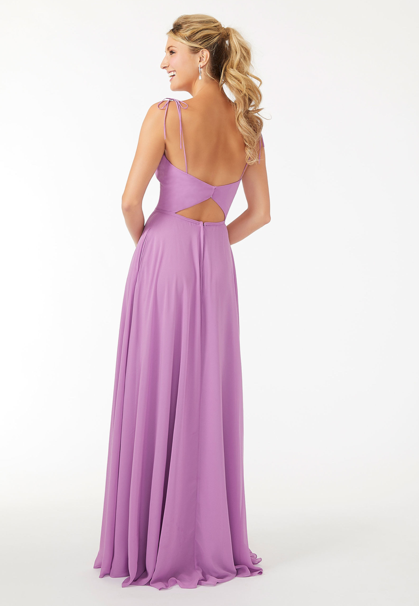 Morilee Bridesmaids Dress 21705 Chiffon Bridesmaid Dress with Front Slit and Keyhole Back