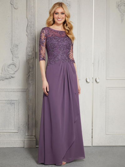 Sheath Evening Gown with Crystal Beaded Waistline and Shoulder Accents