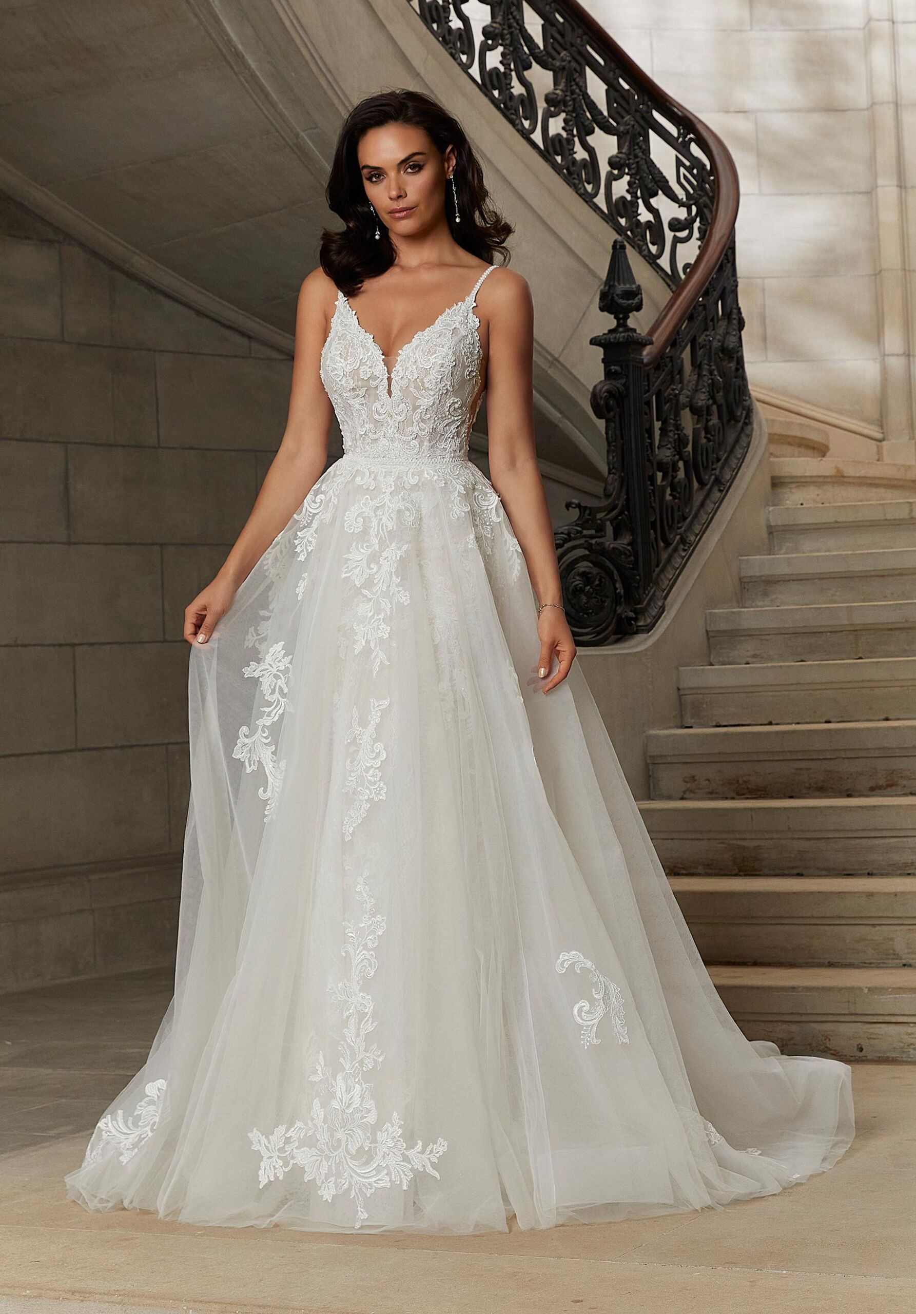 Morilee - Lace-Trimmed Tulle Overskirt - STYLE #11355