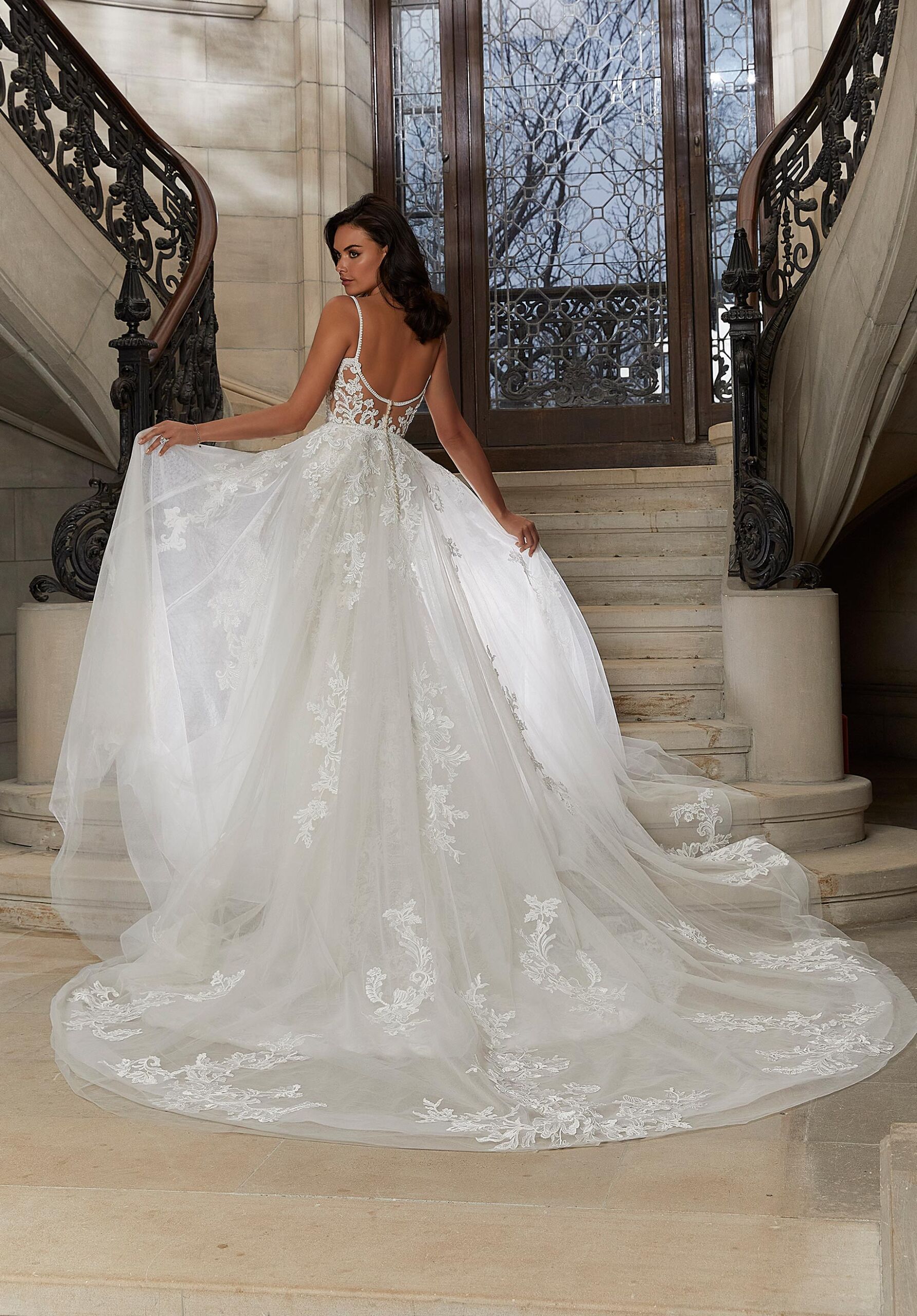 Morilee - Lace-Trimmed Tulle Overskirt - STYLE #11355