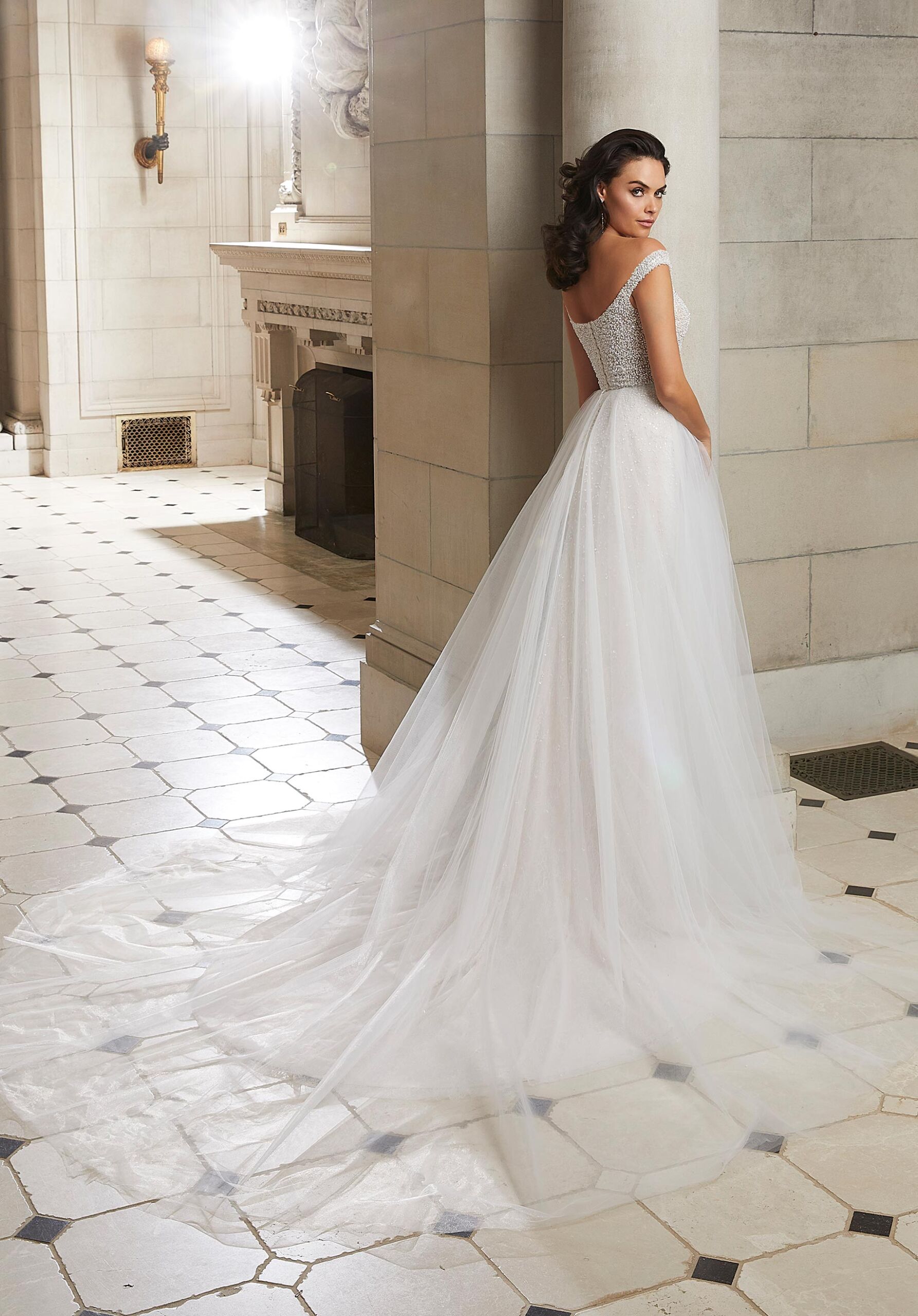 Two-Piece Tulle Gown with Pearl Beaded Top – To The Nines